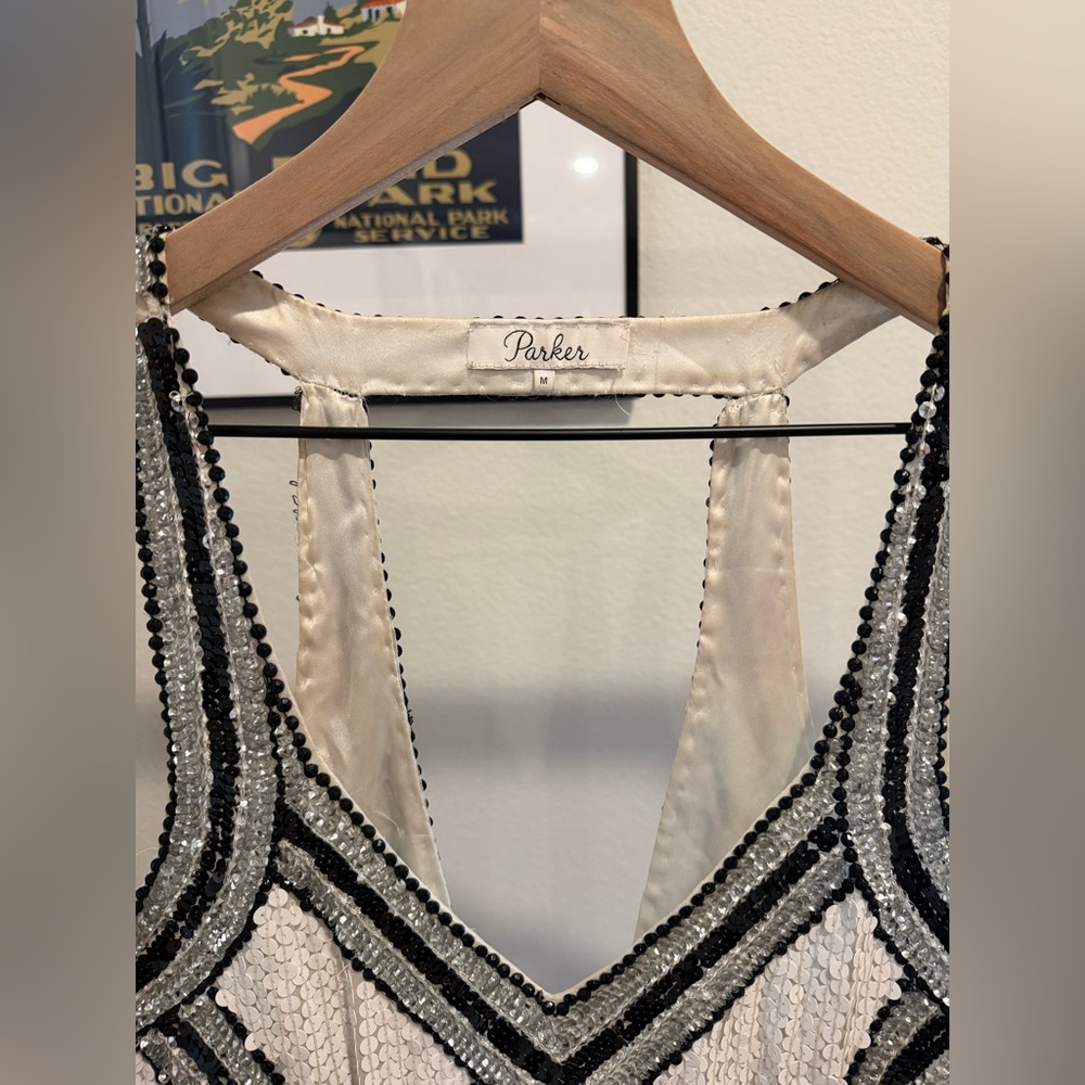 Parker Black and White Sequin Top